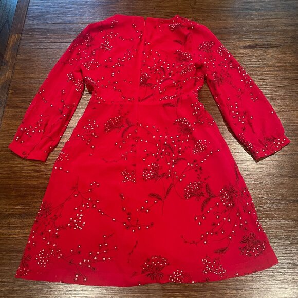 NWT Madewell Sz 0 Hazelwood Wrap-Front Mini Dress in Windswept Floral Red - Picture 7 of 15